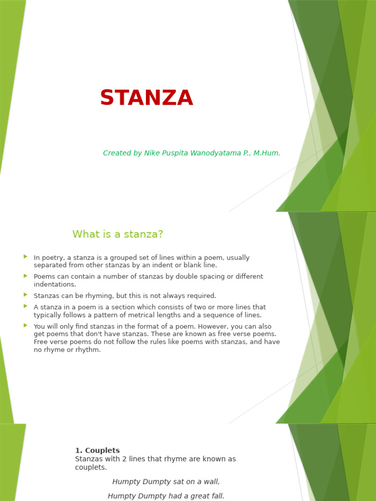 Understanding Poem Stanzas and Formats | PDF