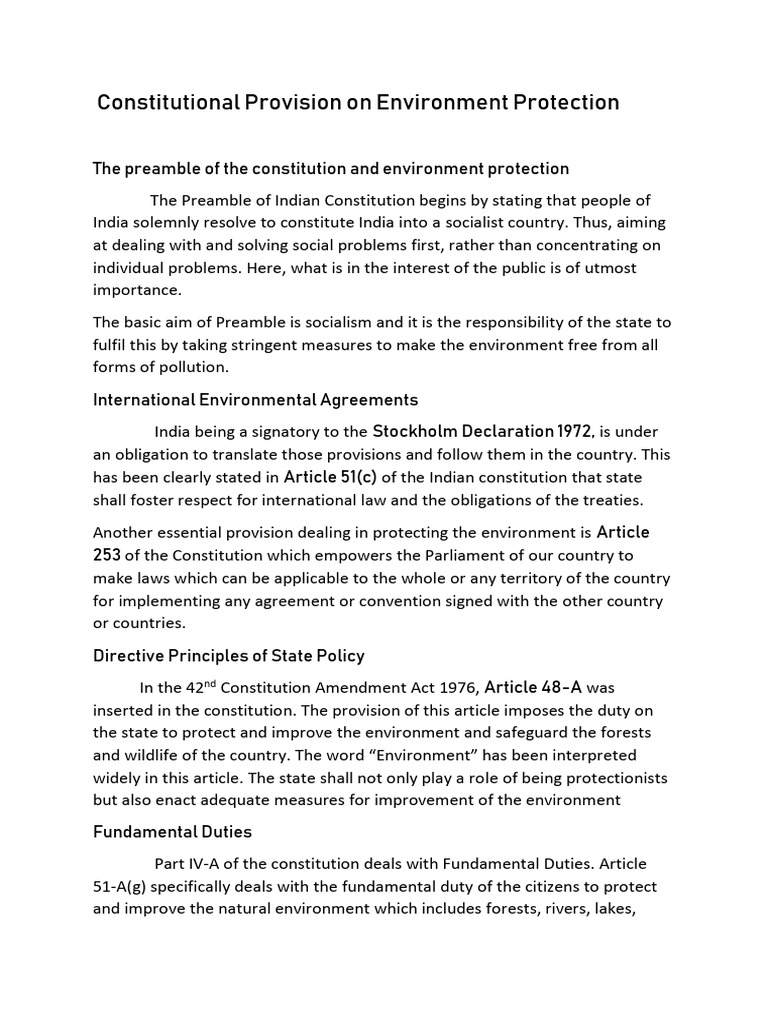 Constitutional Provision On Environment Protection | PDF | Kyoto ...