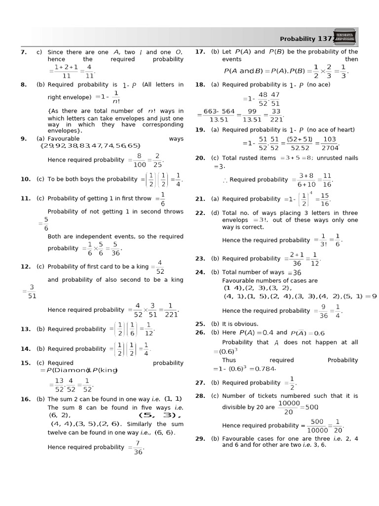 Sol. Chp. 28 - (Part 1) | PDF | Probability | Mathematical Concepts
