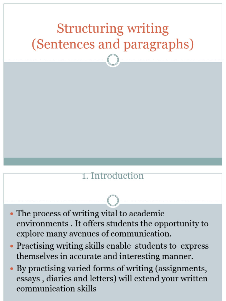 Structuring Writing - Sentences and Paragraphs 2020 | PDF | Sentence ...