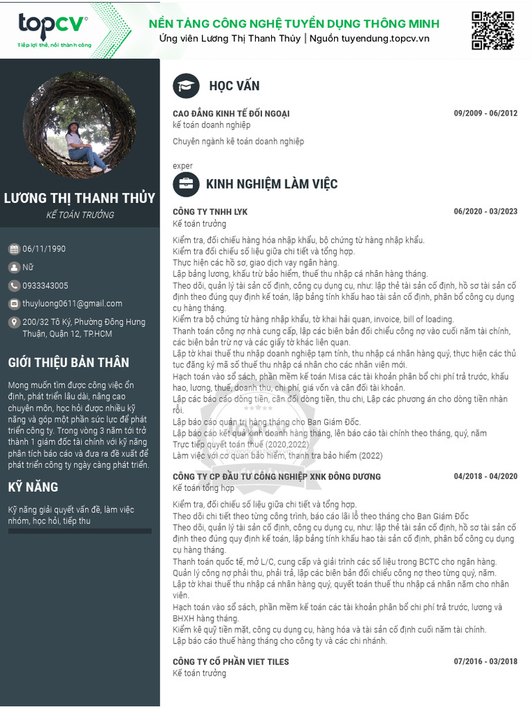 Luong Thi Thanh Thuy TopCV - VN 160825.212050 | PDF