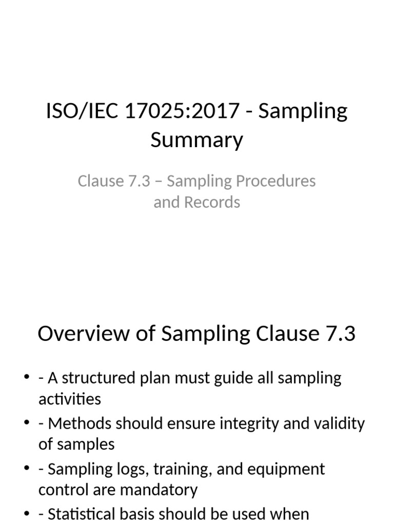ISO/IEC 17025:2017 Sampling Guide | PDF