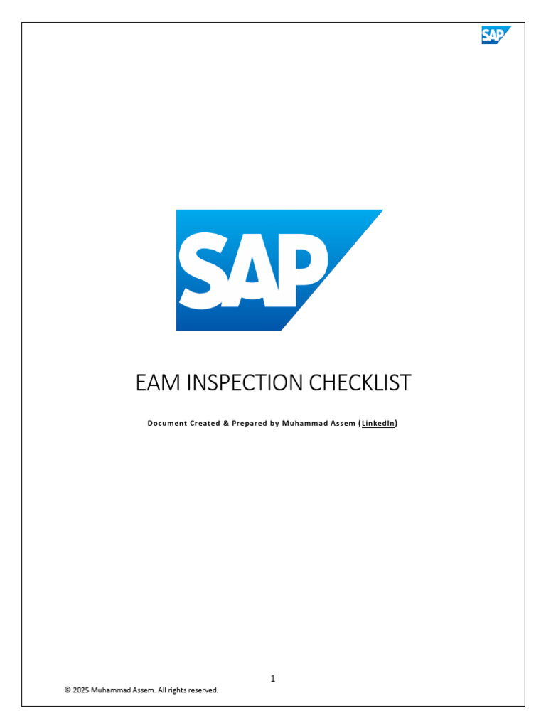 EAM Inspection Checklist Guide | PDF | Reliability Engineering | Computing