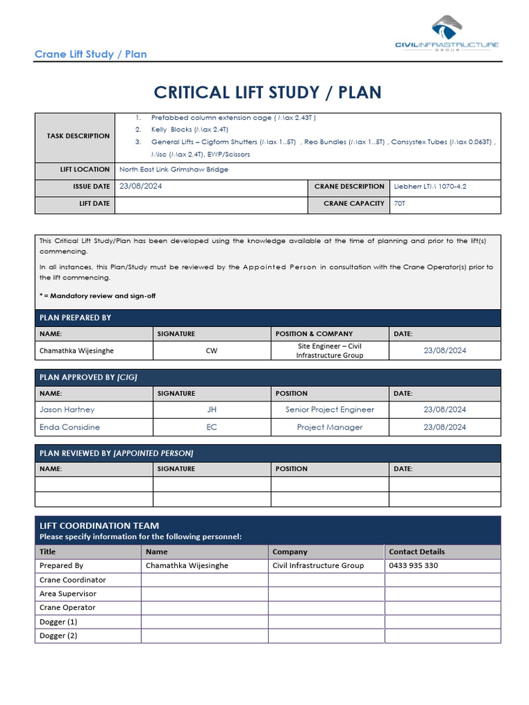 Crane Lift Study for North East Link | PDF | Crane (Machine)