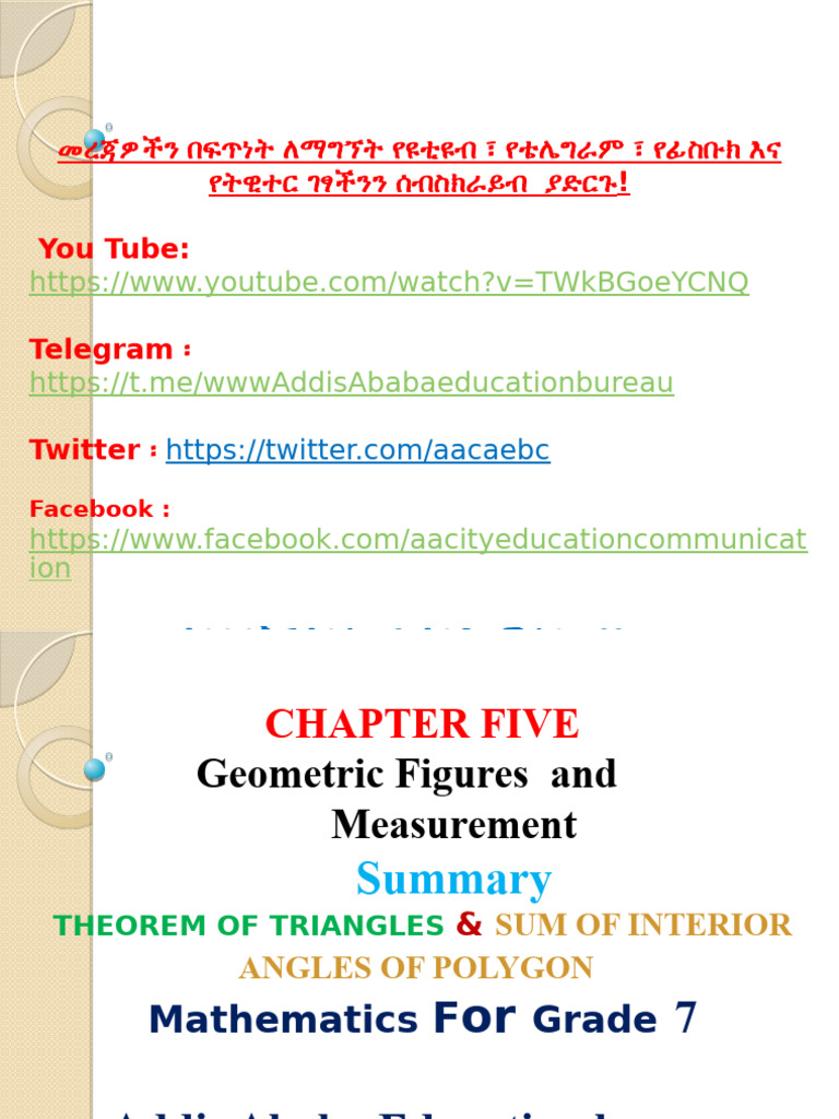 Grade 7 Mathematics Summary 4 | PDF | Triangle | Angle