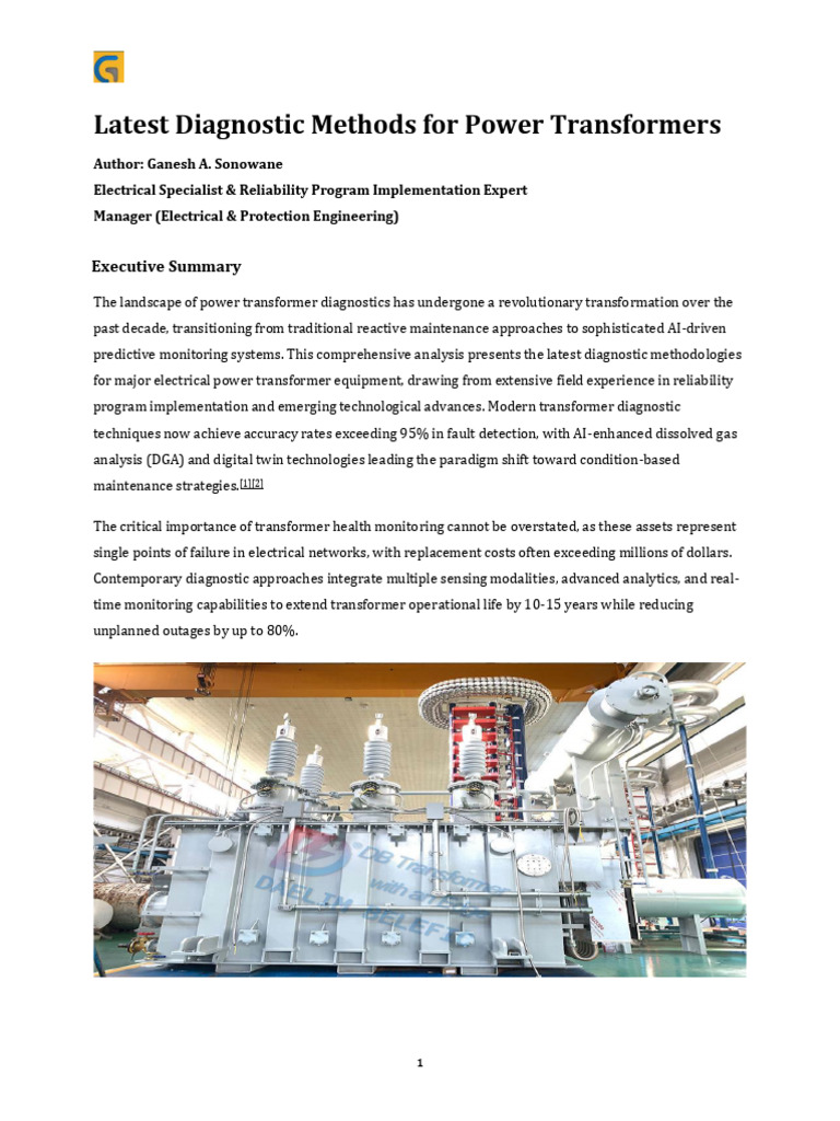 Advanced Power Transformer Diagnostics | PDF | Thermography ...