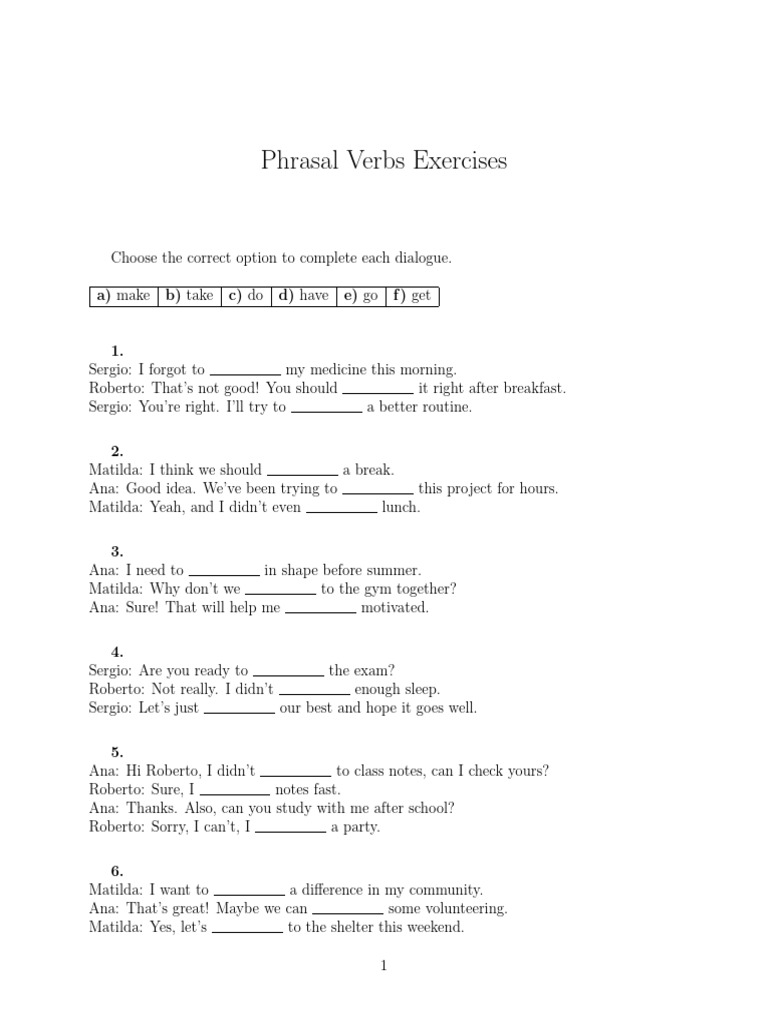 Ejercicios Phrasal Verbs Pdf