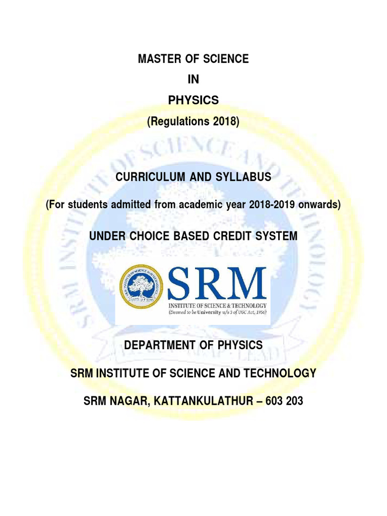M.Sc. Physics Curriculum 2018-19 | PDF | Lagrangian Mechanics ...