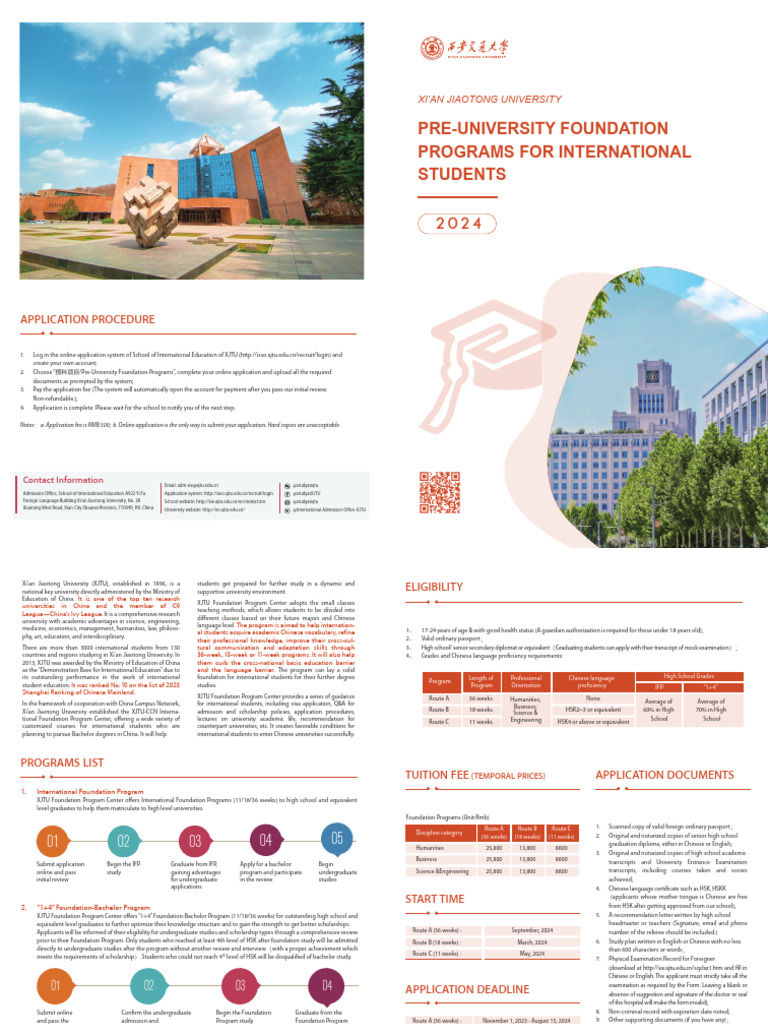 XJTU Pre-University Programs Guide | PDF | Postgraduate Education ...