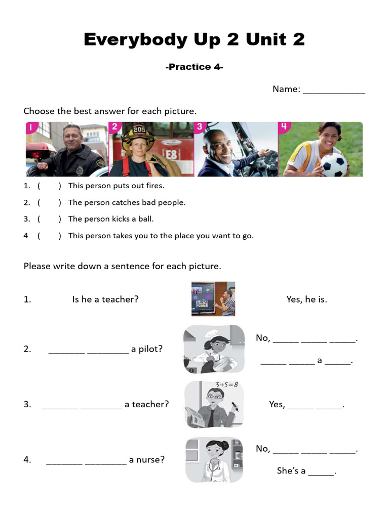 Everybody Up 2 Unit 2 Practice Test | PDF