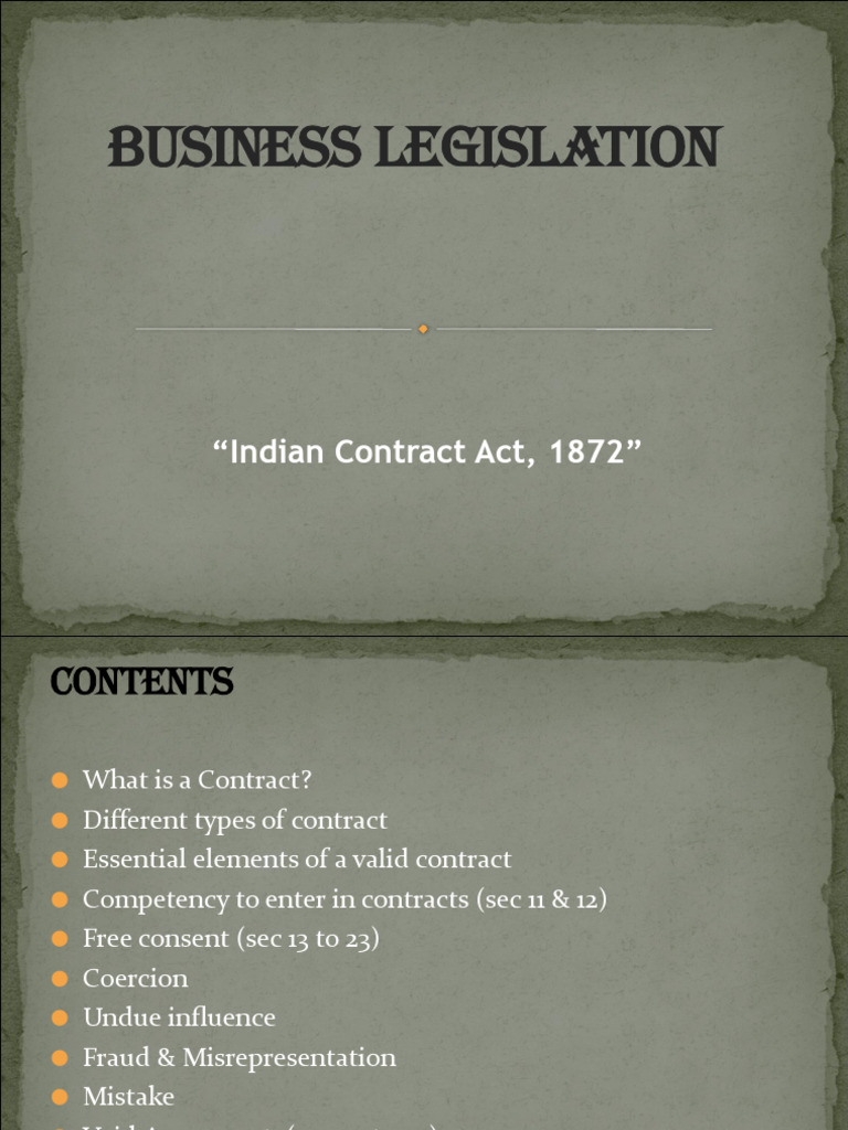 Overview of Indian Contract Act 1872 | PDF | Consideration | Common Law