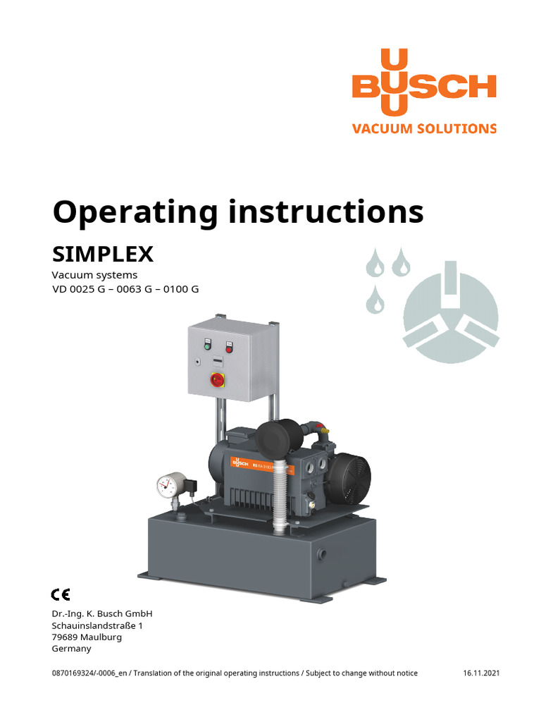 Simplex Vacuum Systems Operating Guide | PDF | Pump | Vacuum