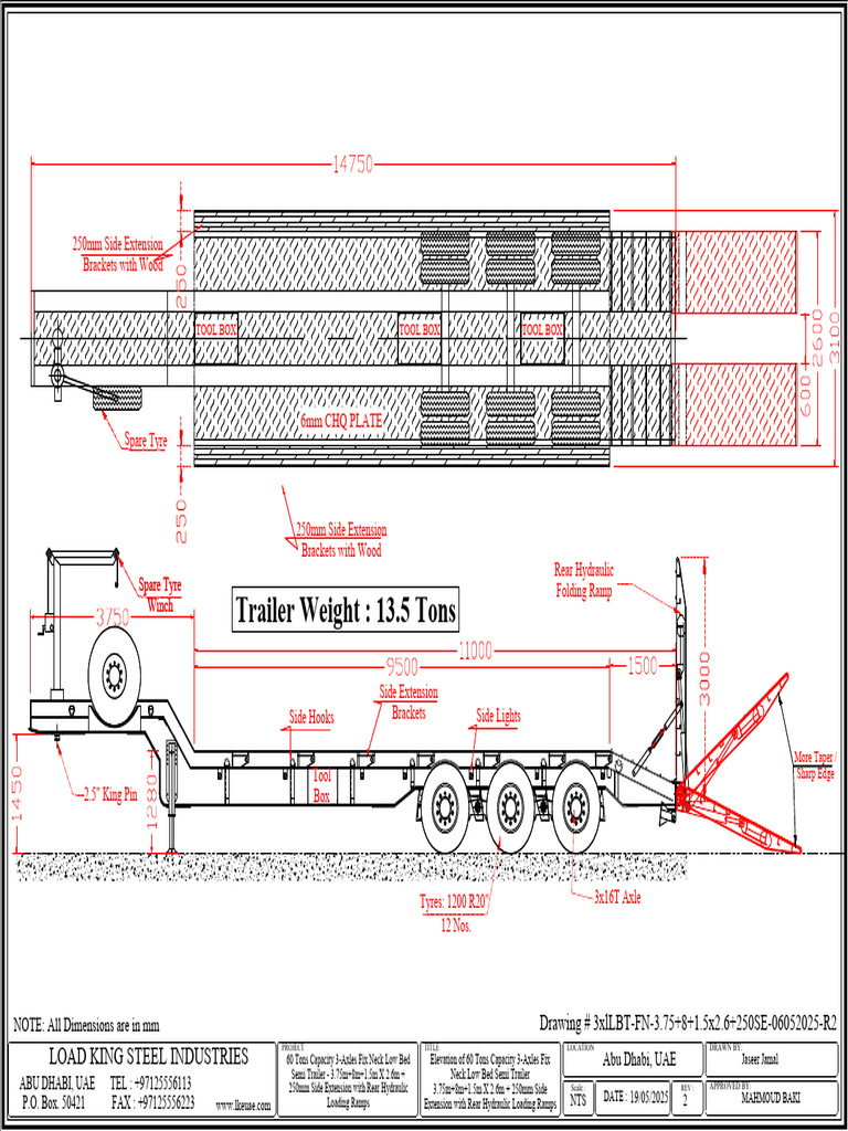 60 Tons 3-Axle Low Bed Trailer Design | PDF | Trailer (Vehicle) | Land ...