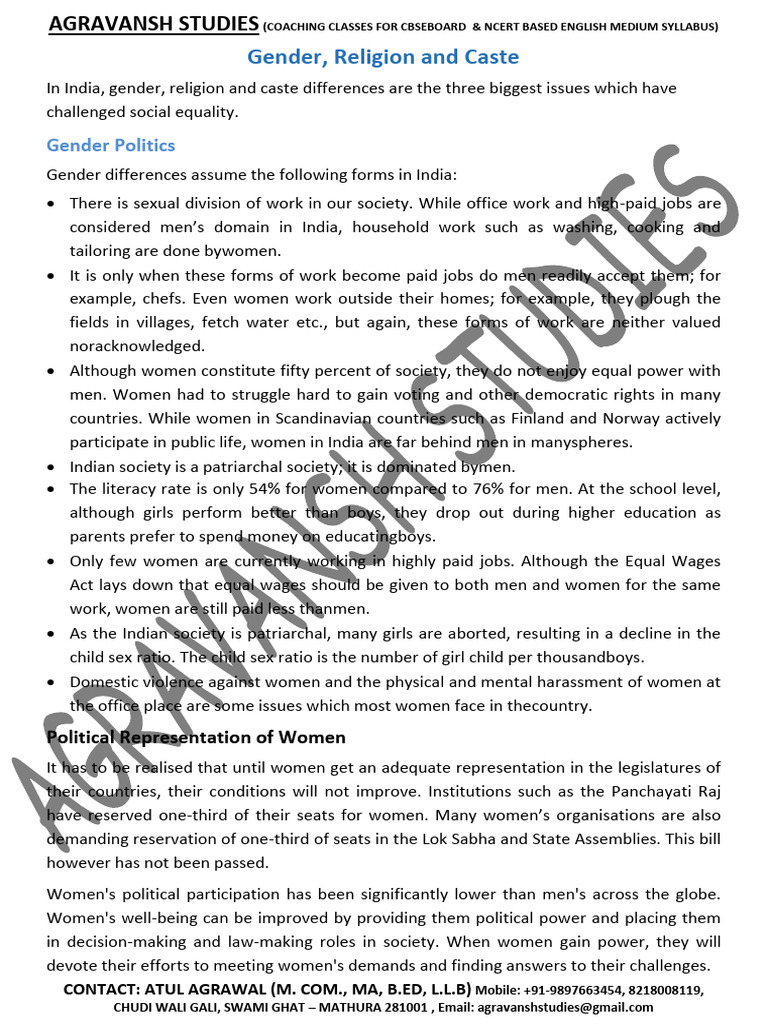 Gender Roles in Indian Society | PDF | Caste | Woman