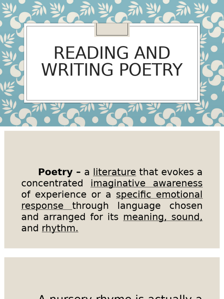 Essentials of Poetry: Reading & Writing | PDF | Poetry | Literary Theory