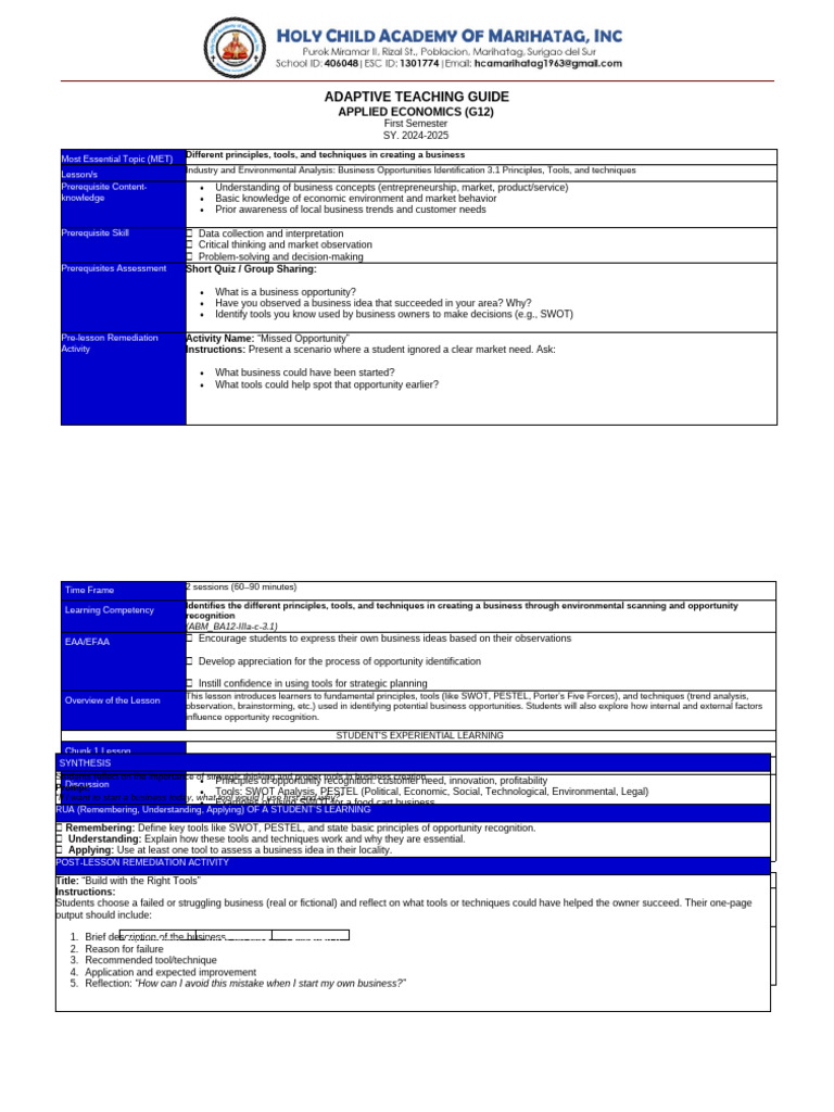 Business Opportunity Identification Guide | PDF | Swot Analysis | Learning