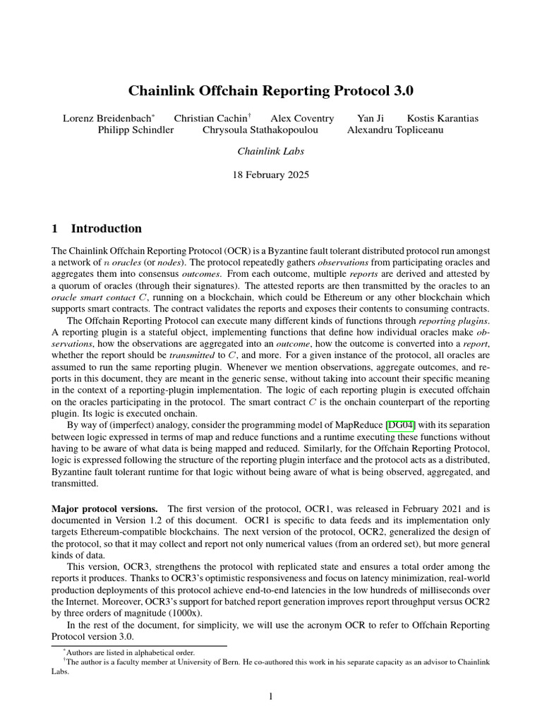 Chainlink Offchain Reporting Protocol 3.0 | PDF | Computer Network ...