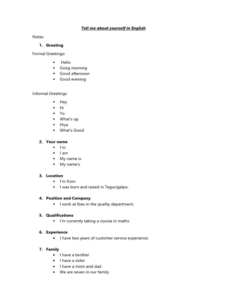 Tell Me About Yourself in English Tarea 1 Gwendoline Zelaya | PDF