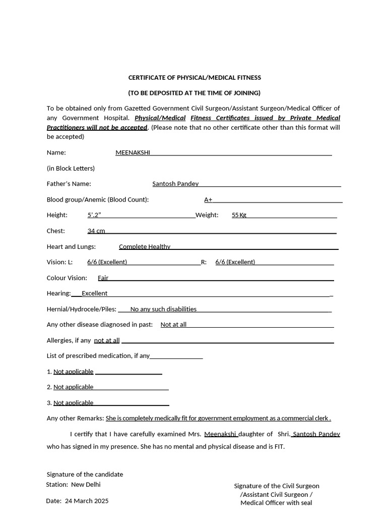 Medical Certificate Format | PDF