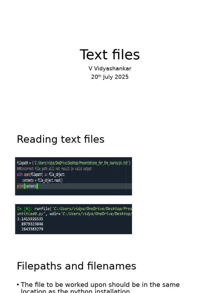 Working with Text Files in Python | PDF