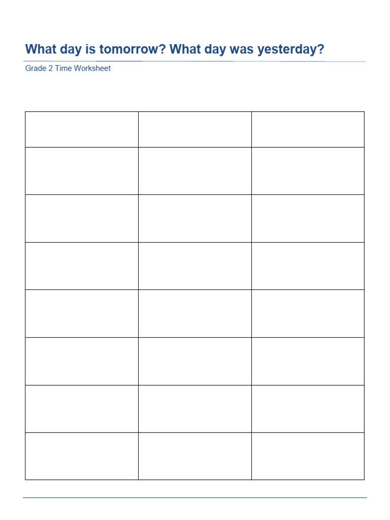 Grade 2 Days of The Week Yesterday Tomorrow | PDF