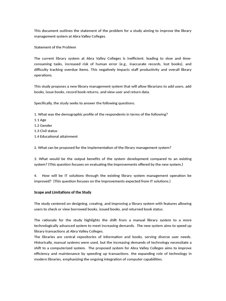 Improving Library Management at Abra Valley | PDF