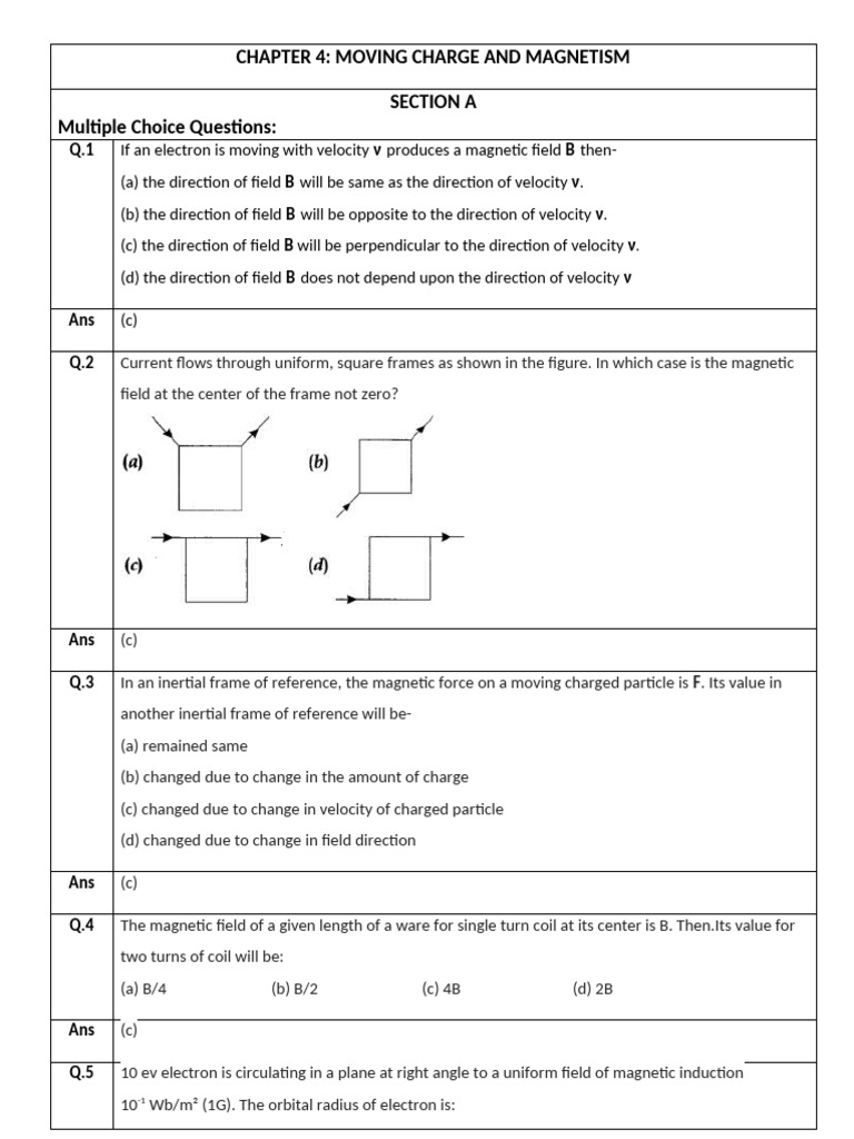 Magnetic Fields and Charged Particles Quiz | PDF | Magnetic Field | Force