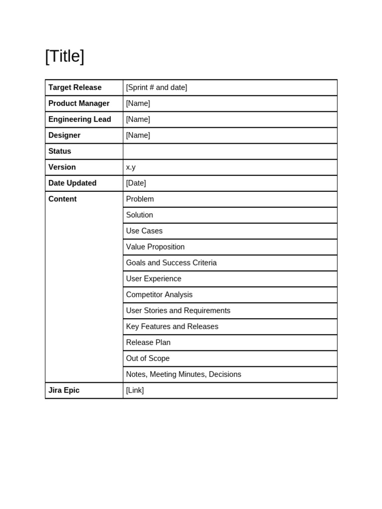 Ultimate PRD Template | PDF | Use Case