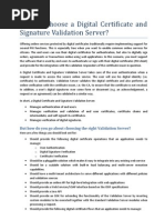 How to Choose a Digital Certificate and Signature Validation Server v1.2