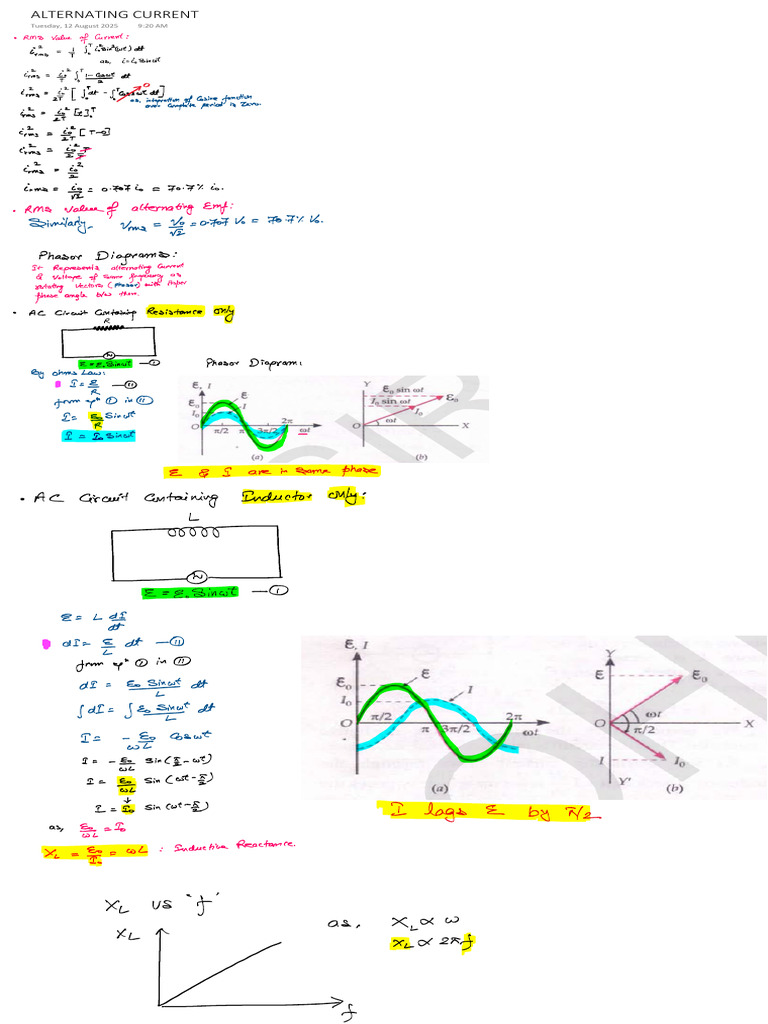 ALTERNATING CURRENT Chemistry HHW and Physical Lab Manual | PDF