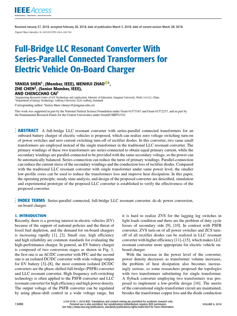 Full-Bridge LLC Resonant Converter With Series-Parallel Connected ...