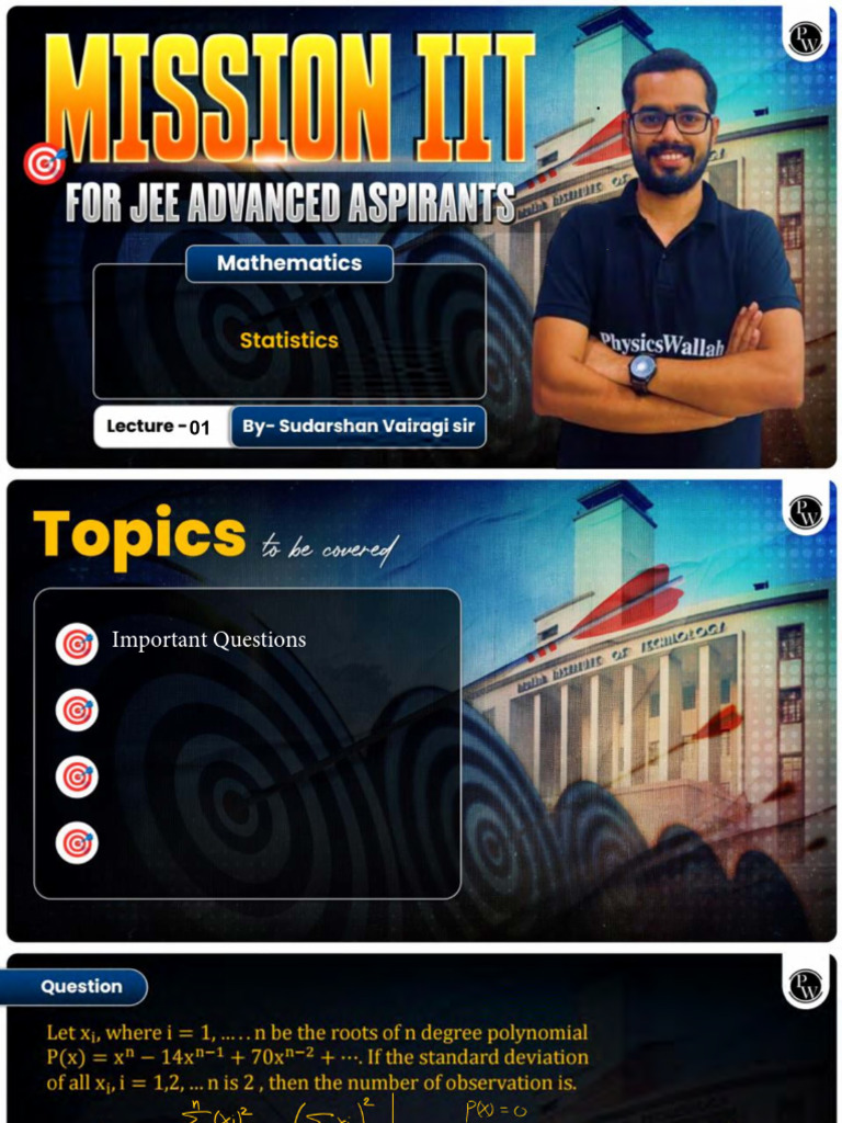 Statistics 01 Class Notes Mission IIT 2025 | PDF