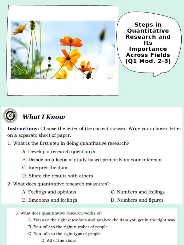 Steps in Quanti and Its Importance Module 2 3 | PDF | Quantitative ...