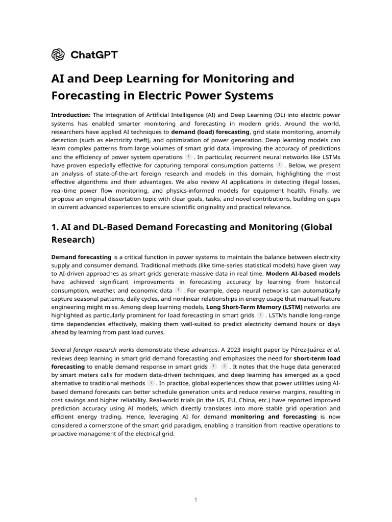 AI and Deep Learning For Monitoring and Forecasting in Electric Power ...