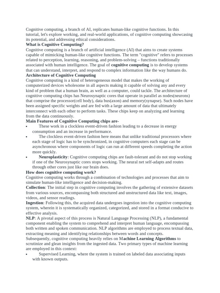 Understanding Cognitive Computing Basics | PDF | Artificial ...
