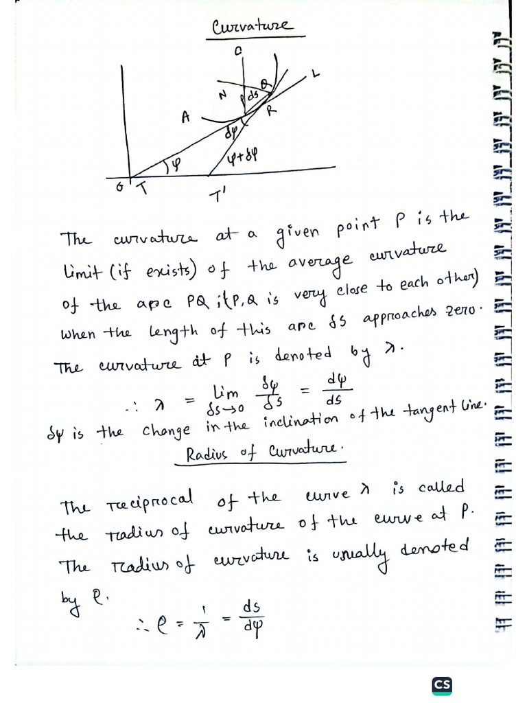 Radius of Curvature and Center of Curvature. | PDF