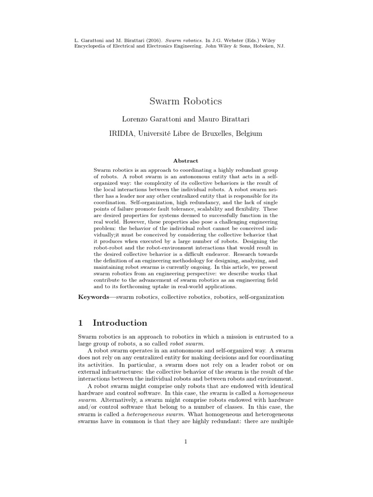 Engineering Swarm Robotics Explained | PDF | Robot | Robotics