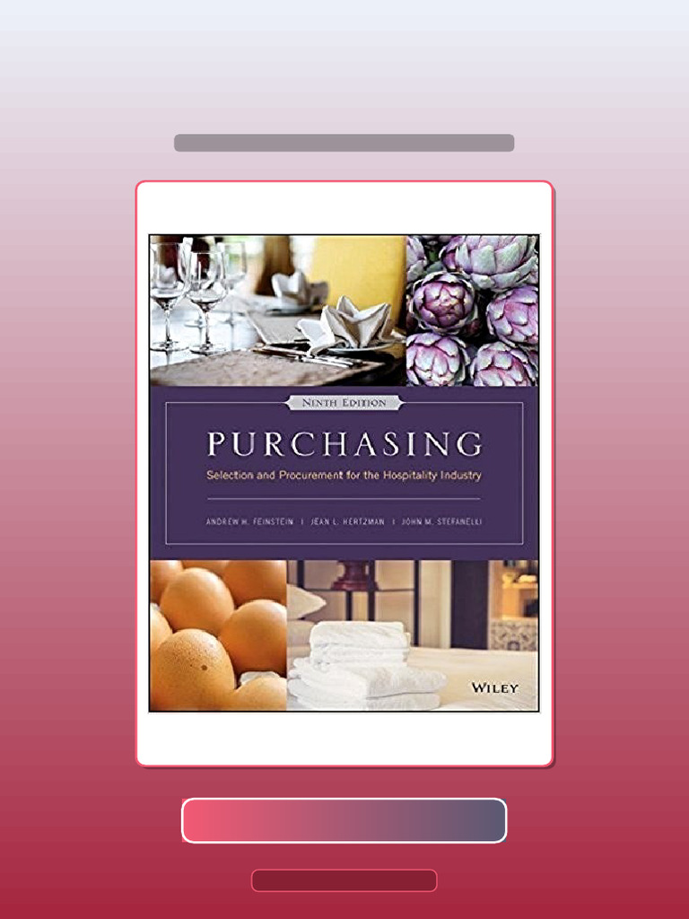 Purchasing Selection Procurement For The Hospitality Industry 9th ...