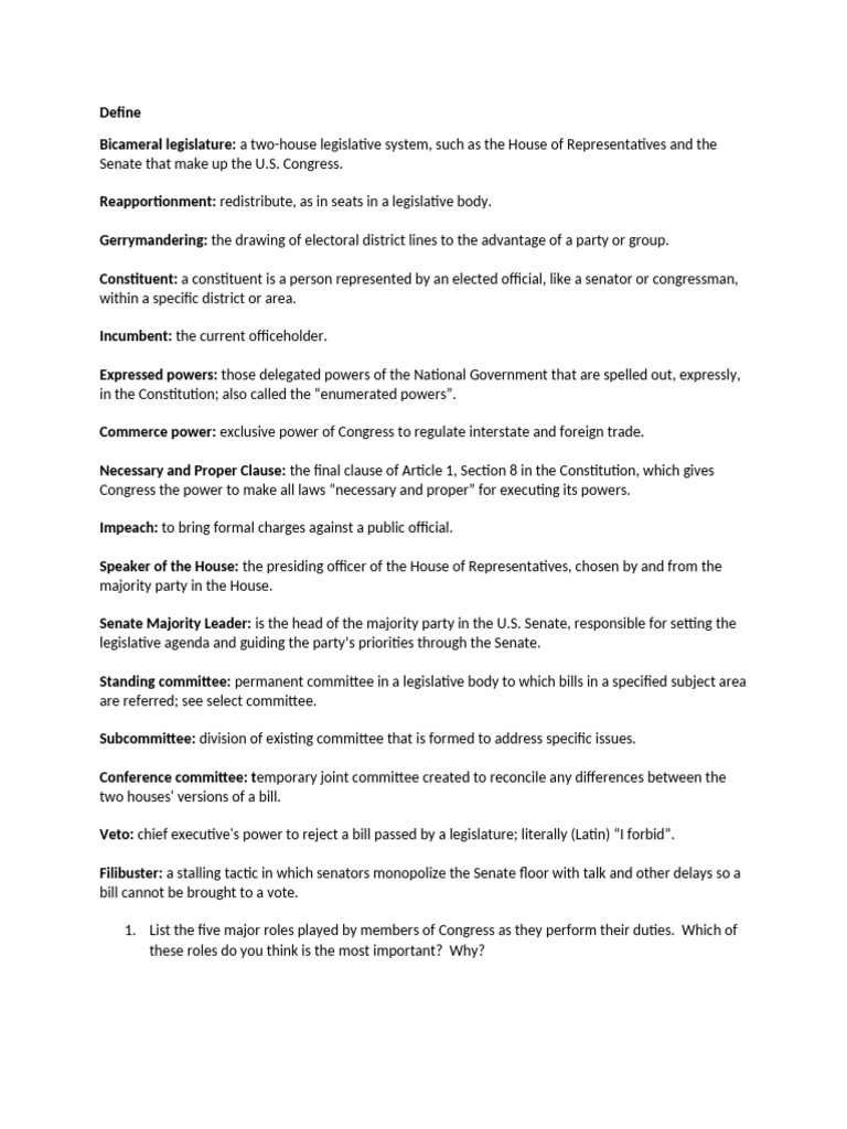 Understanding the Legislative Branch | PDF | United States House Of ...
