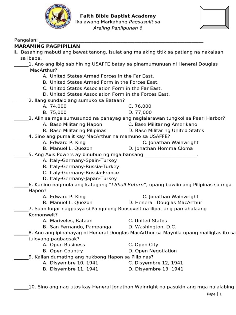 2ND Q (AP6) Set AA | PDF