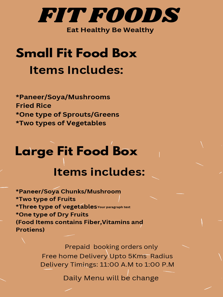 Kanjipura Fit Food Box Menu | PDF