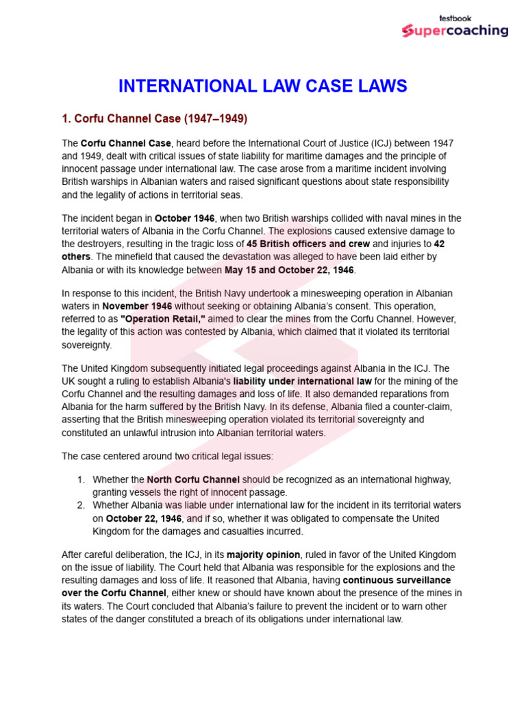 International Law Case Laws | PDF | International Law | Treaty