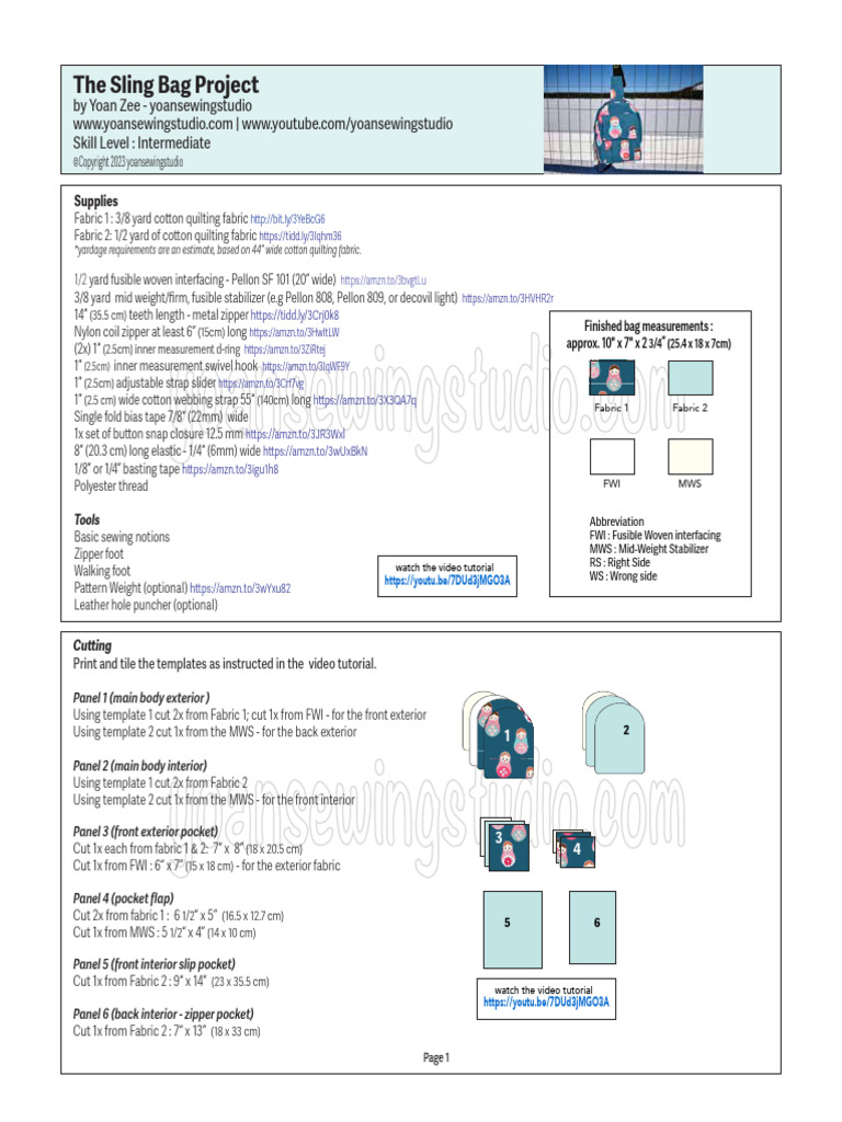 Intermediate Sling Bag Sewing Guide | PDF | Seam (Sewing) | Sewing