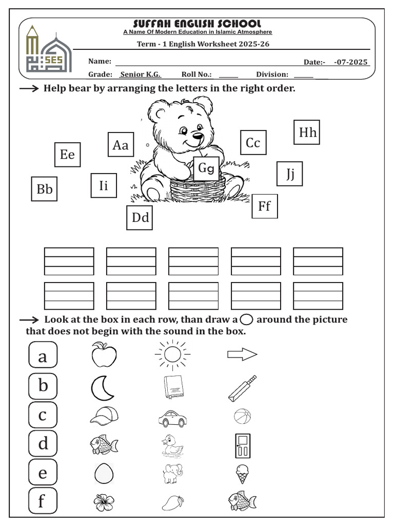 Senior KG English Worksheet 2025-26 | PDF
