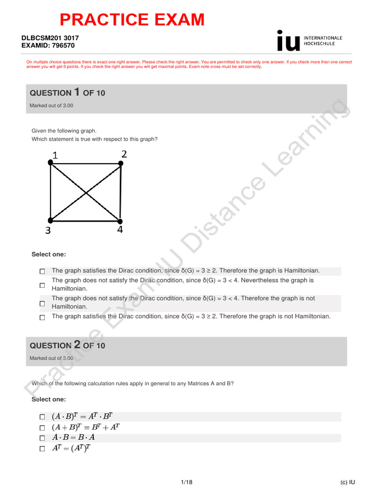 Graph Theory Practice Exam Questions | PDF | Graph Theory ...
