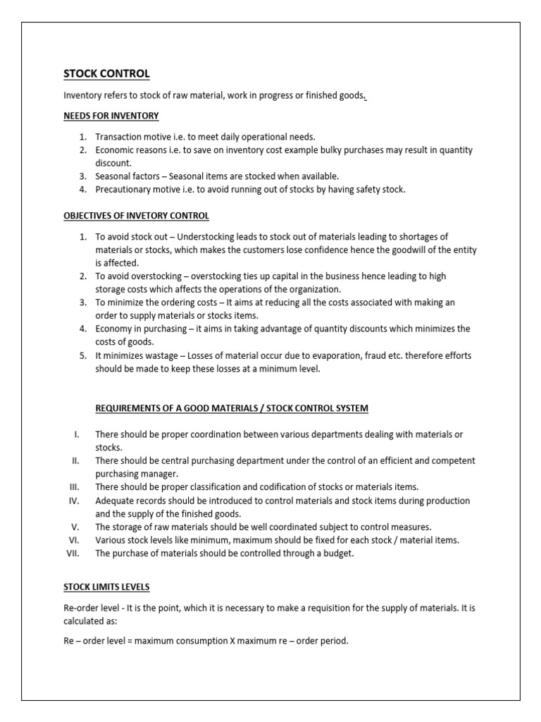 Stock Control Methods Overview | PDF | Business Economics | Economies