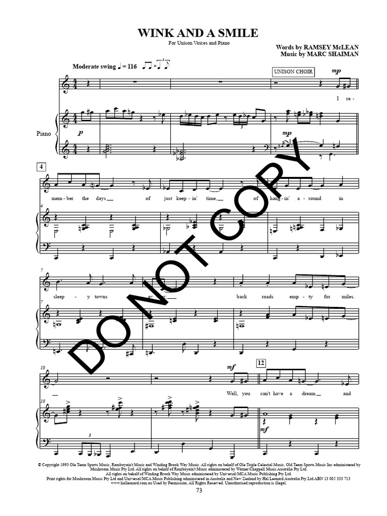 Wink and a Smile: Jazz Arrangement | PDF