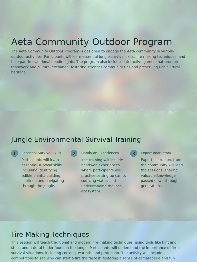 Aeta Community Outdoor Program | PDF | Survival Skills