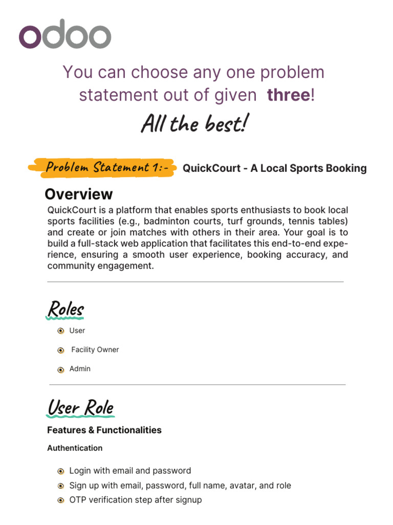 Odoo Hackathon 2025 Problem Statements | PDF | Pricing | Password