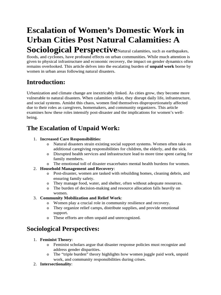 Women's Unpaid Work After Disasters | PDF | Natural Disasters | Poverty